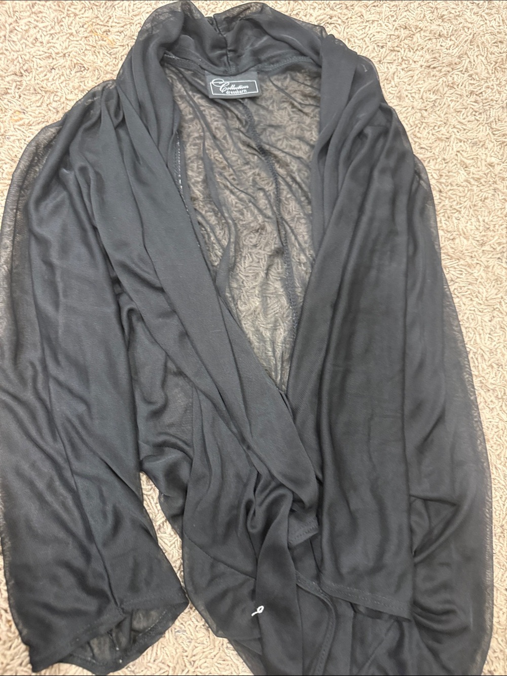 dressbarn Black Sheer Draped Lounge Robe